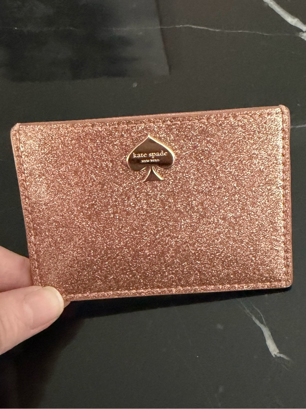 Kate Spade 2-PIECE SET Mavis Street Rose Gold Glitter Crossbody & Card Wallet ♠️ - Picture 6 of 12